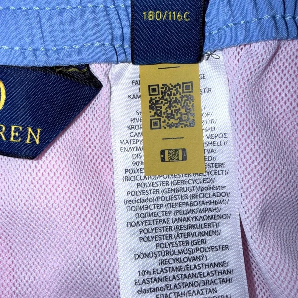 Polo Ralph Lauren Mens 2XLB Pastel Pink Swim Trunks Board Shorts Blue Pony NWT